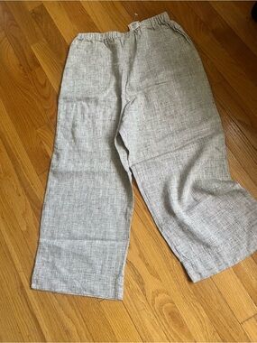 Chico's Neutral Cross Dye Linen Pants